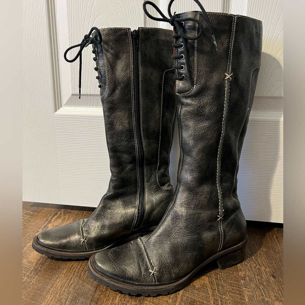 Tall Leather Metallic Boot